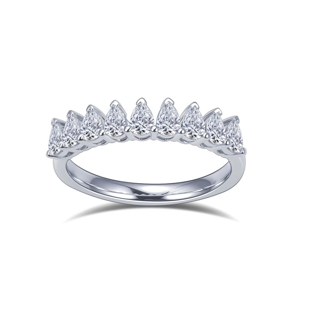 Nhẫn bạch kim vĩnh cửu đính kim cương nhân tạo hình quả lê PT950