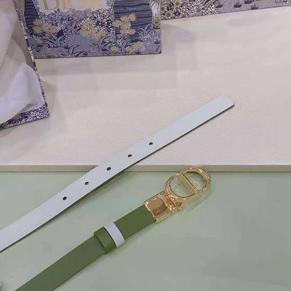 DÂY LƯNG Dior Women 30 Montaigne Reversible Belt Aspen Green and Dusty Ivory Smooth Calfskin 20 MM