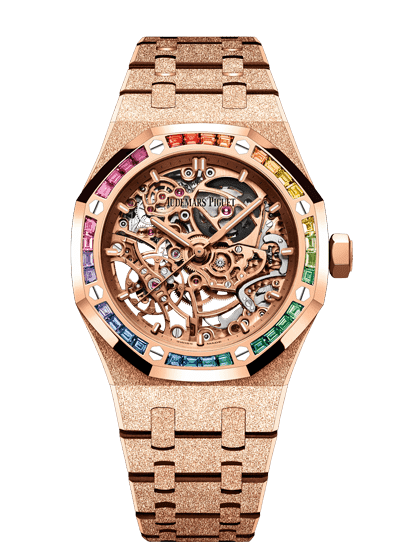 Đồng hồ Audemars Piguet Royal Oak Double Balance Openworked Rose Gold Frosted mặt số màu vàng hồng