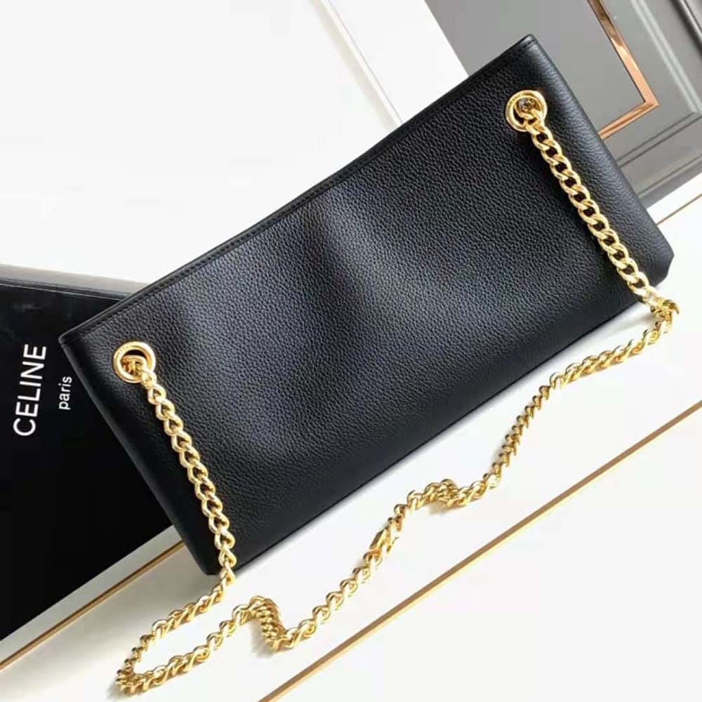TÚI Celine Women Medium Newspaper Bag in Supple Calfskin-Black