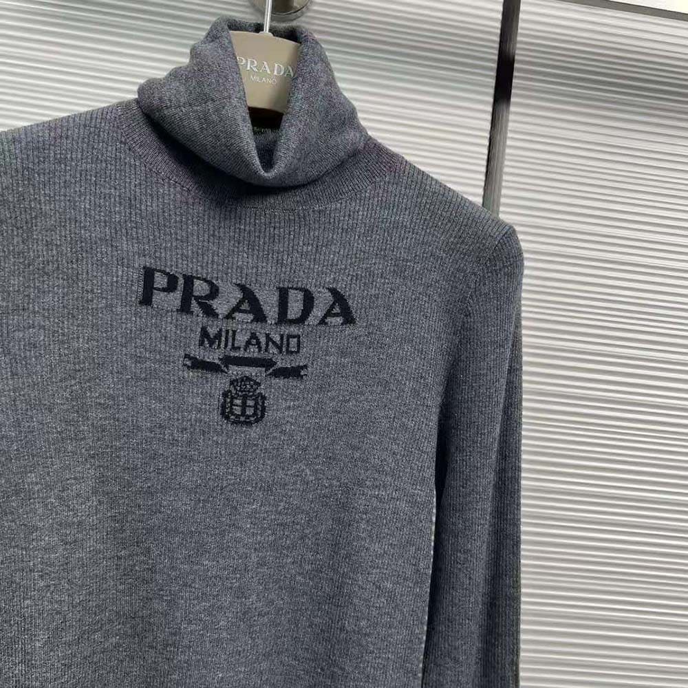 ÁO Prada Superfine Wool Turtleneck Sweater-Black