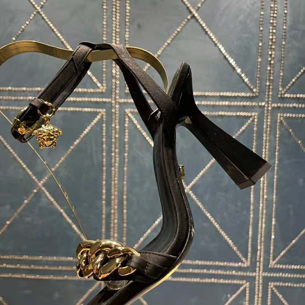 GIÀY Versace Women Medusa Chain High Heel Sandals-Black