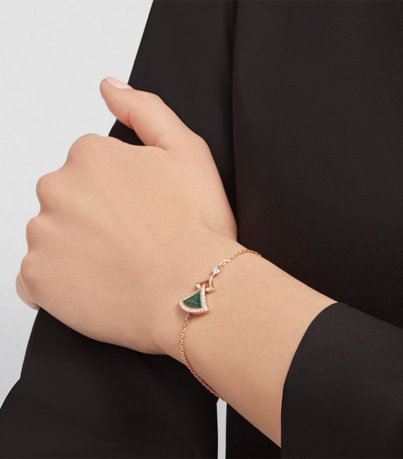 Vòng tay BVLGARI Rose Gold, Diamond and Malachite Divas’ Dream Bracelet vàng hồng 18K