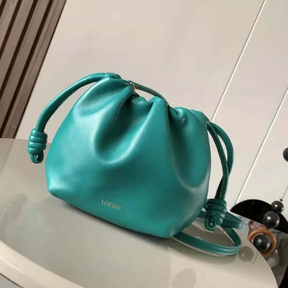 TÚI LOEWE Women Mini Flamenco Purse Bag in Mellow Nappa Lambskin-Emerald Green