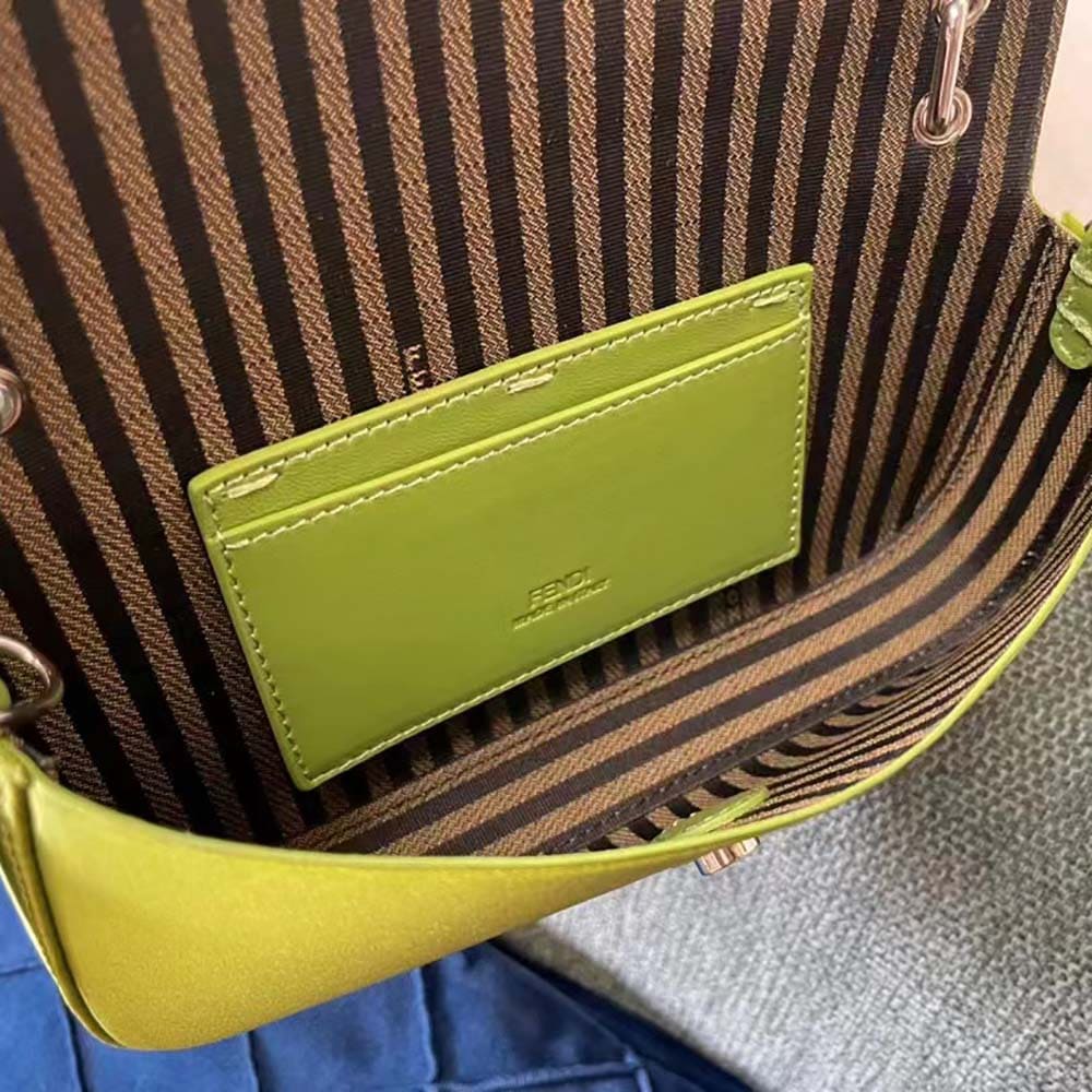TÚI Fendi Women Baguette Phone Pouch Acid Green Silk Pouch