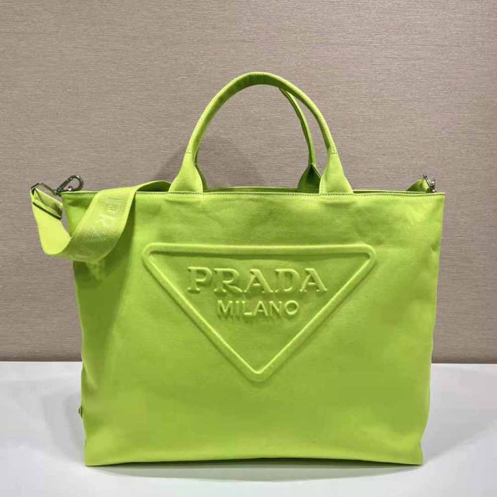 TÚI Prada Women Canvas Tote Bag with Contemporary Take on Classic Beach Designs-Lime