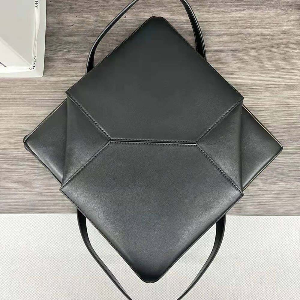 TÚI Loewe Unisex Puzzle Fold Tote in Shiny Calfskin-Black