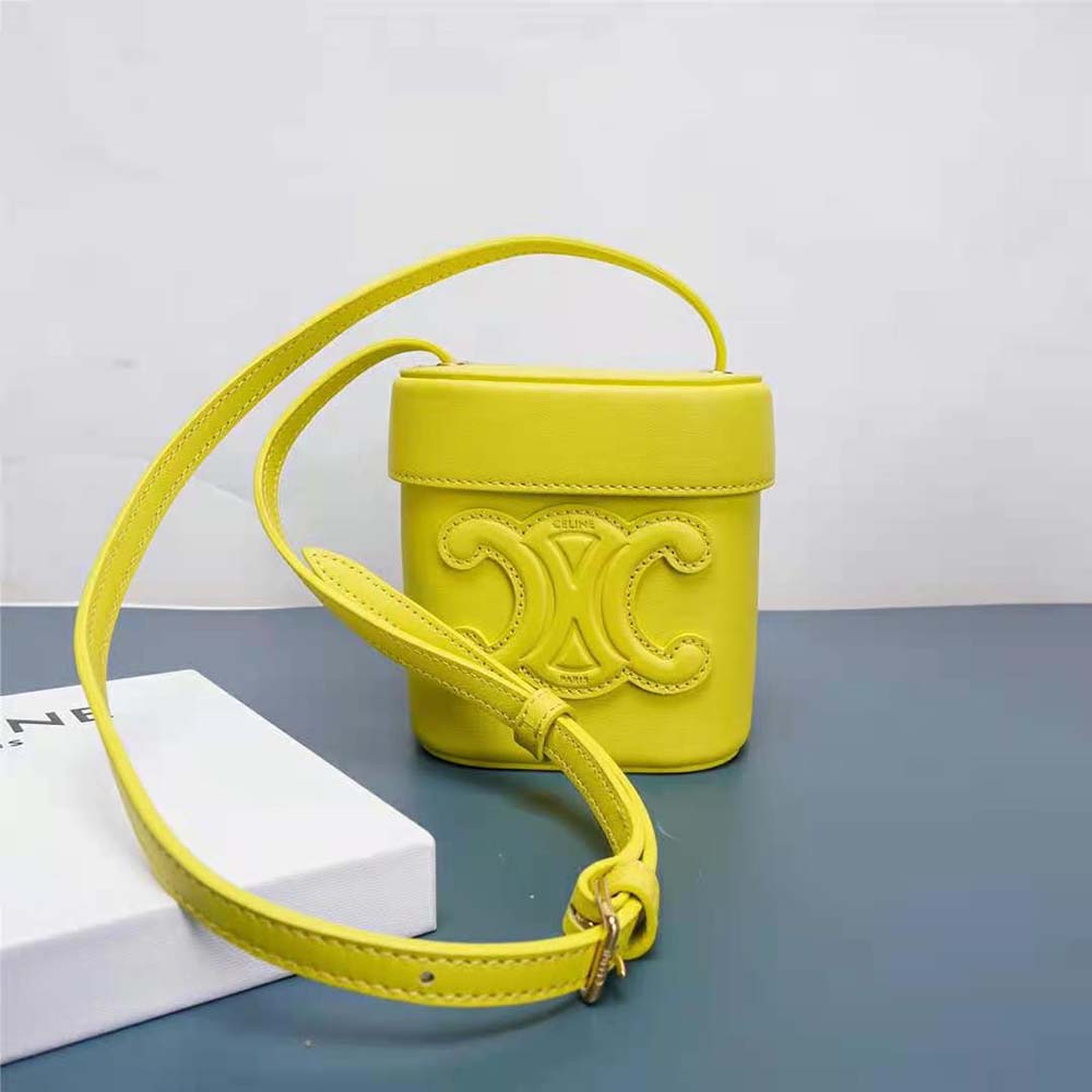 TÚI Celine Women Small Box Cuir Triomphe in Smooth Calfskin-Yellow