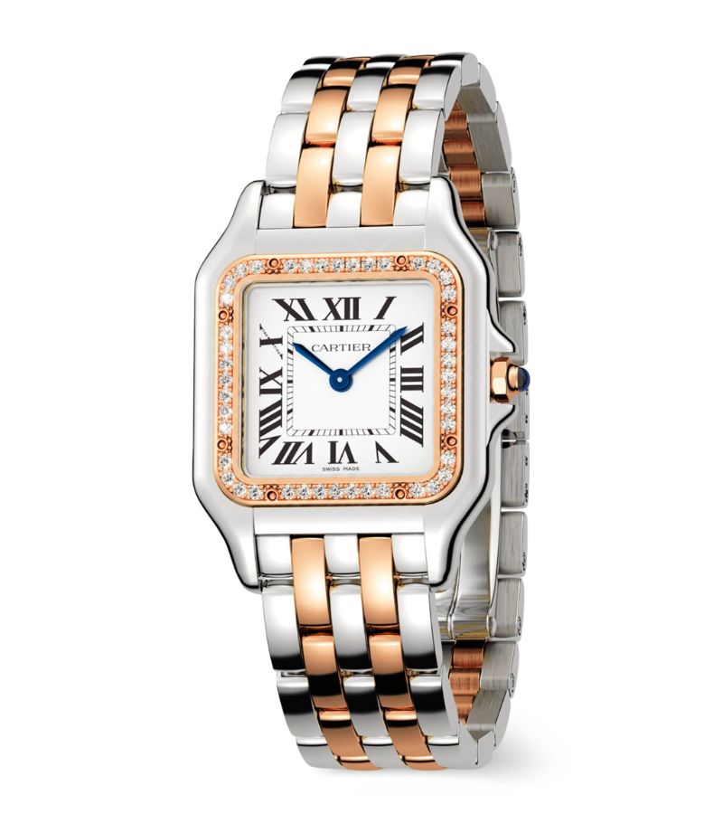 Đồng hồ CARTIER Medium Rose Gold, Stainless Steel and Diamond Panthère de Cartier Watch mặt số màu trắng