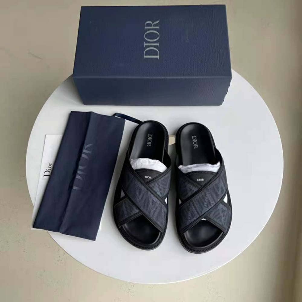 DÉP SANDAL DIOR Aqua Sandal Dior Black CD Diamond Canvas