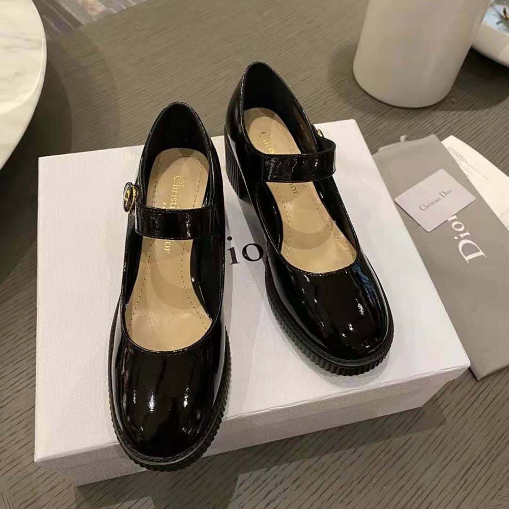 GIÀY Dior Women D-Doll Pump Black Shiny Calfskin