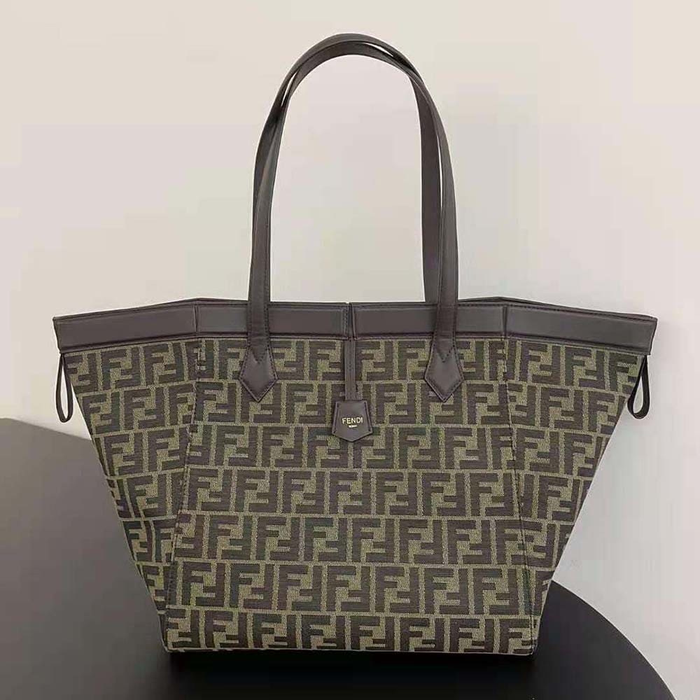 TÚI Fendi Women Origami Large Brown FF Jacquard Fabric Bag that can be Transformed