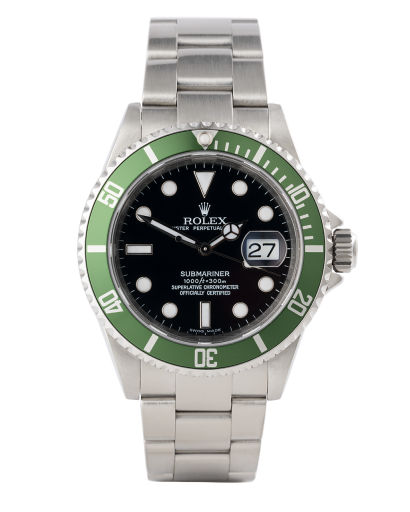 Đồng hồ Rolex Submariner Black Dial Green Bezel mặt số màu đen