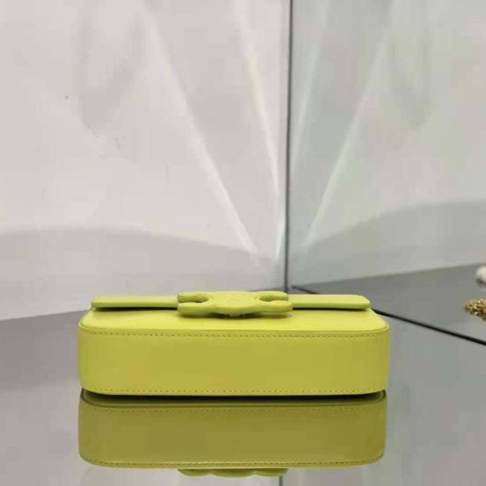 TÚI Celine Women Chain Shoulder Bag Cuir Triomphe in Shiny Calfskin-Yellow