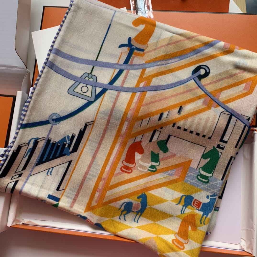 KHĂN HERMES H Family cashmere scarf