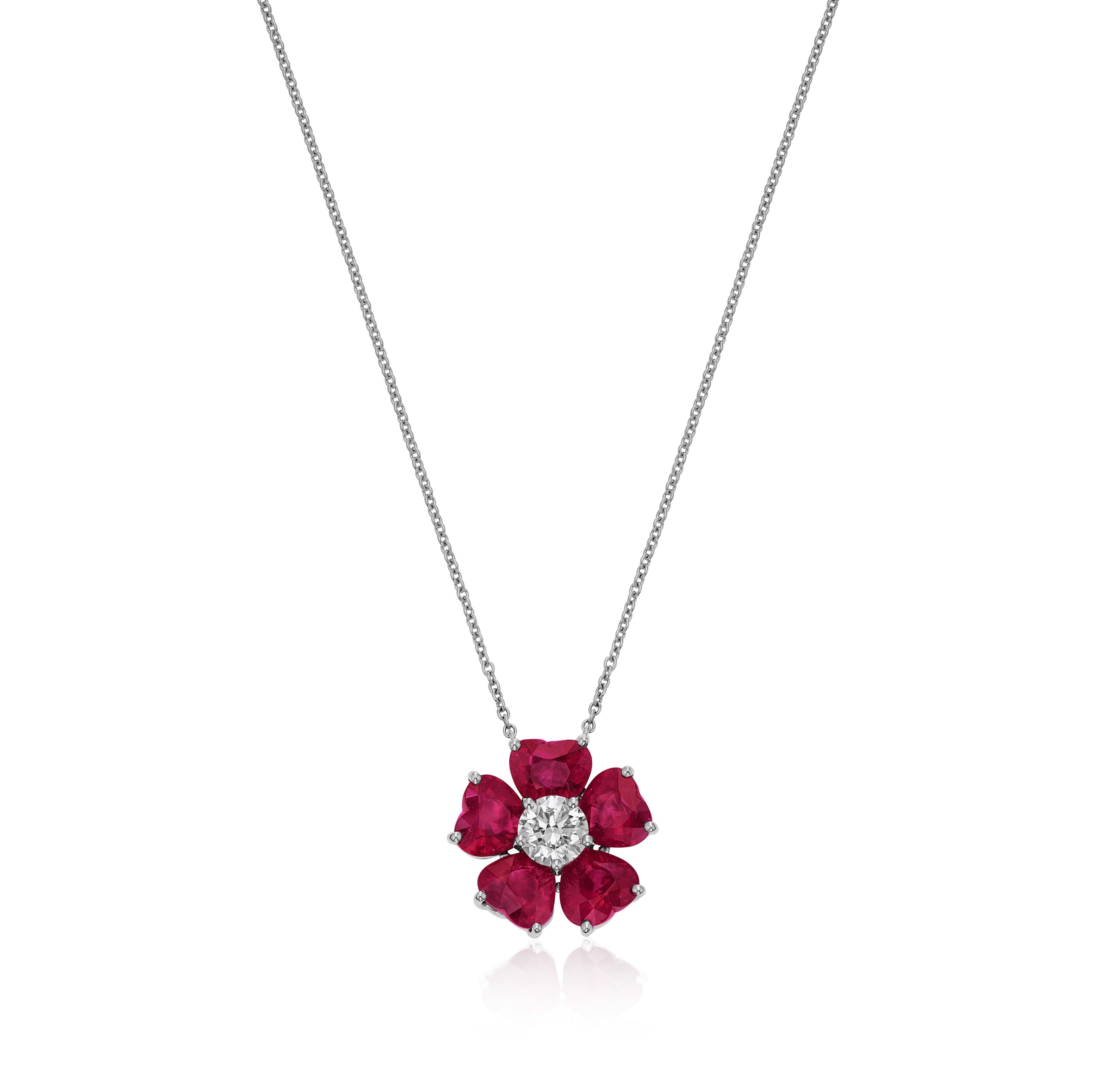 VÒNG CỔ GRAFF RUBY ROSE FLOWERS CLUSTER PENDANT
