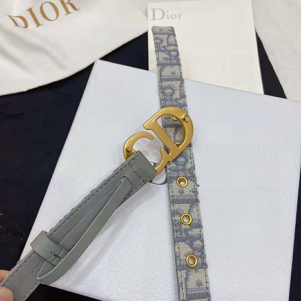 DÂY LƯNG Dior Women Saddle Belt Gray Dior Oblique Jacquard 20 MM