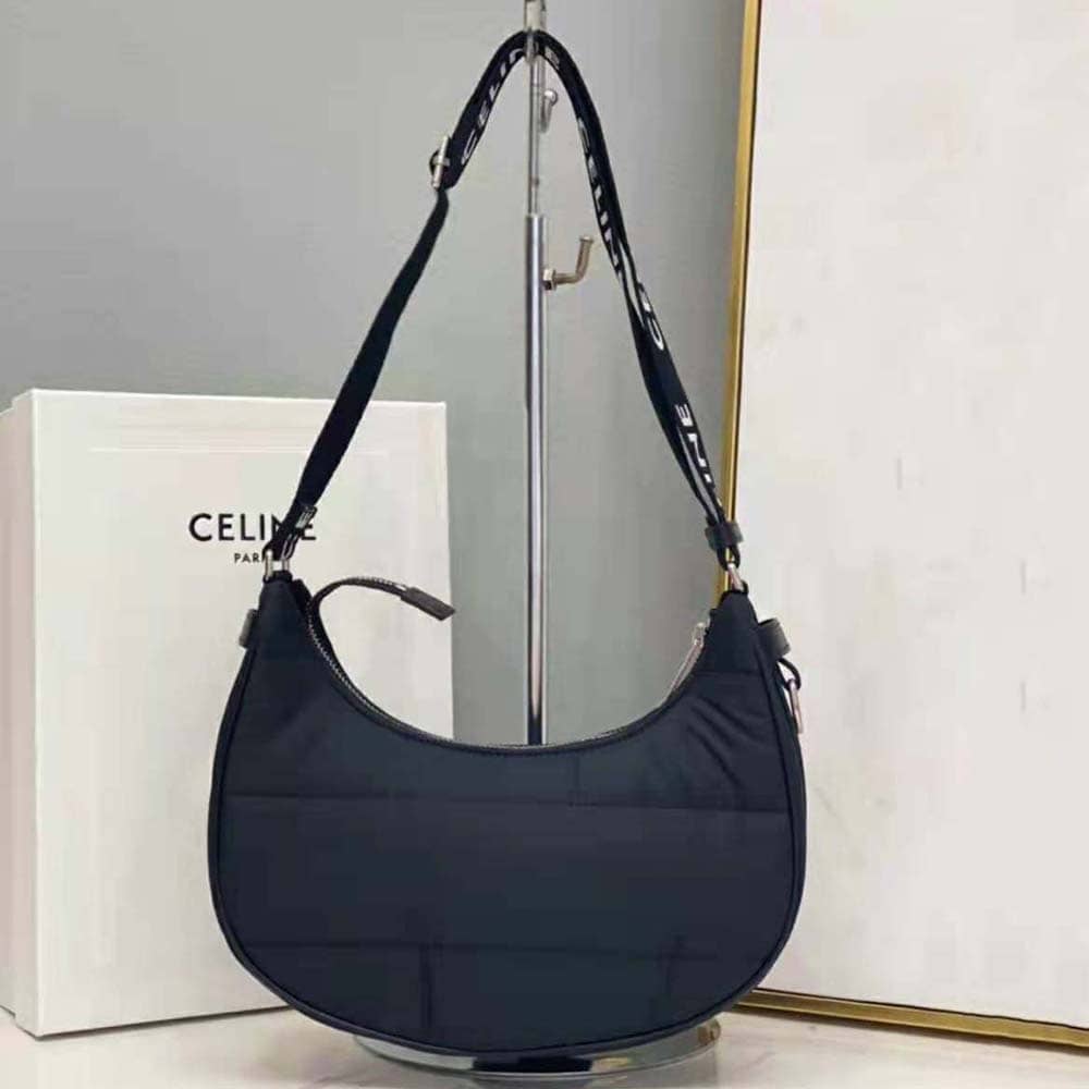 TÚI Celine Women Medium Ava Bag with Celine Strap in Quilted Nylon-Black