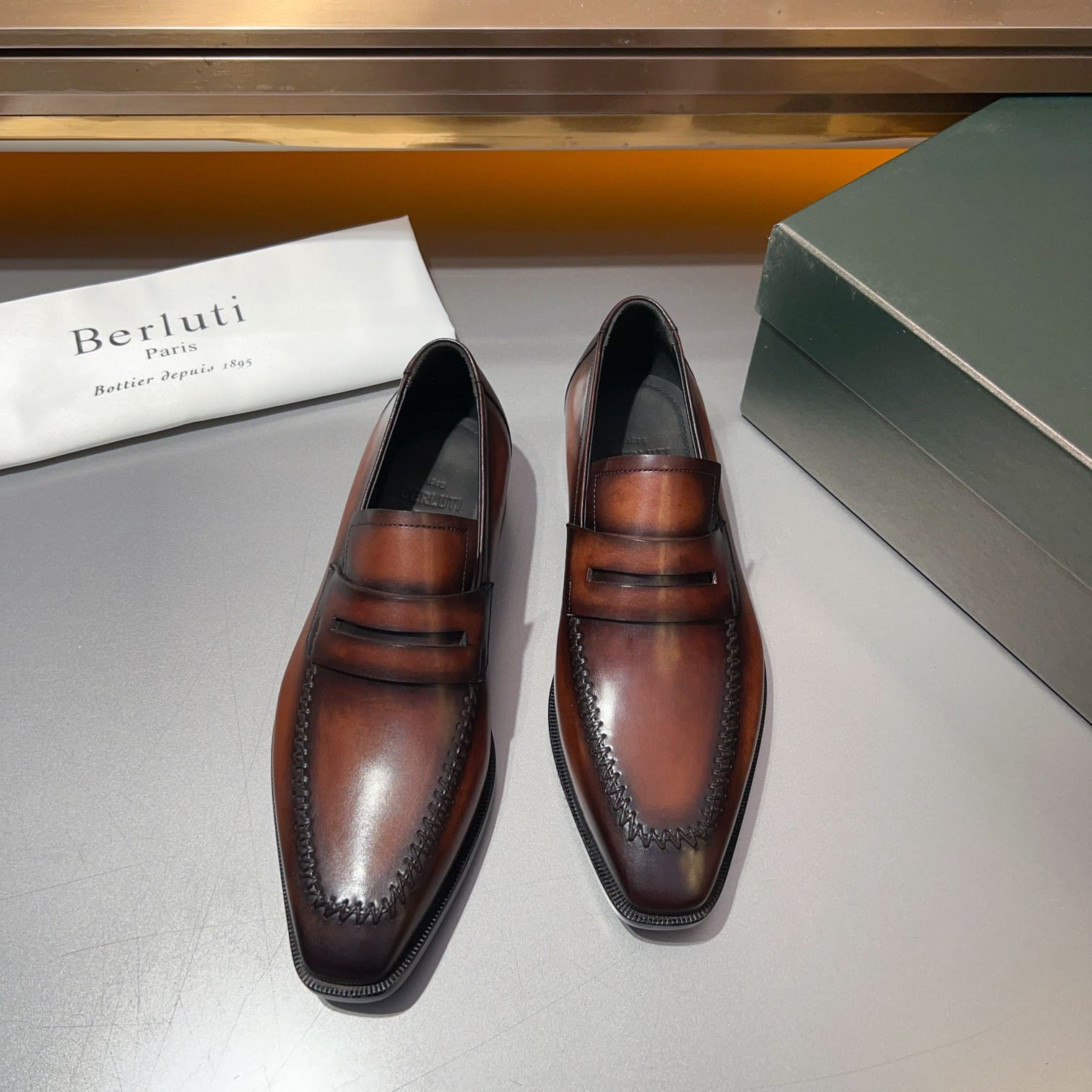 GIÀY BERLUTI LOAFER BROWN HANDMADE TOP QUALITY SHOES AAA