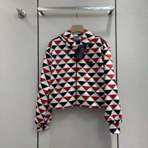ÁO Prada Women Printed Jersey Hoodie-Red