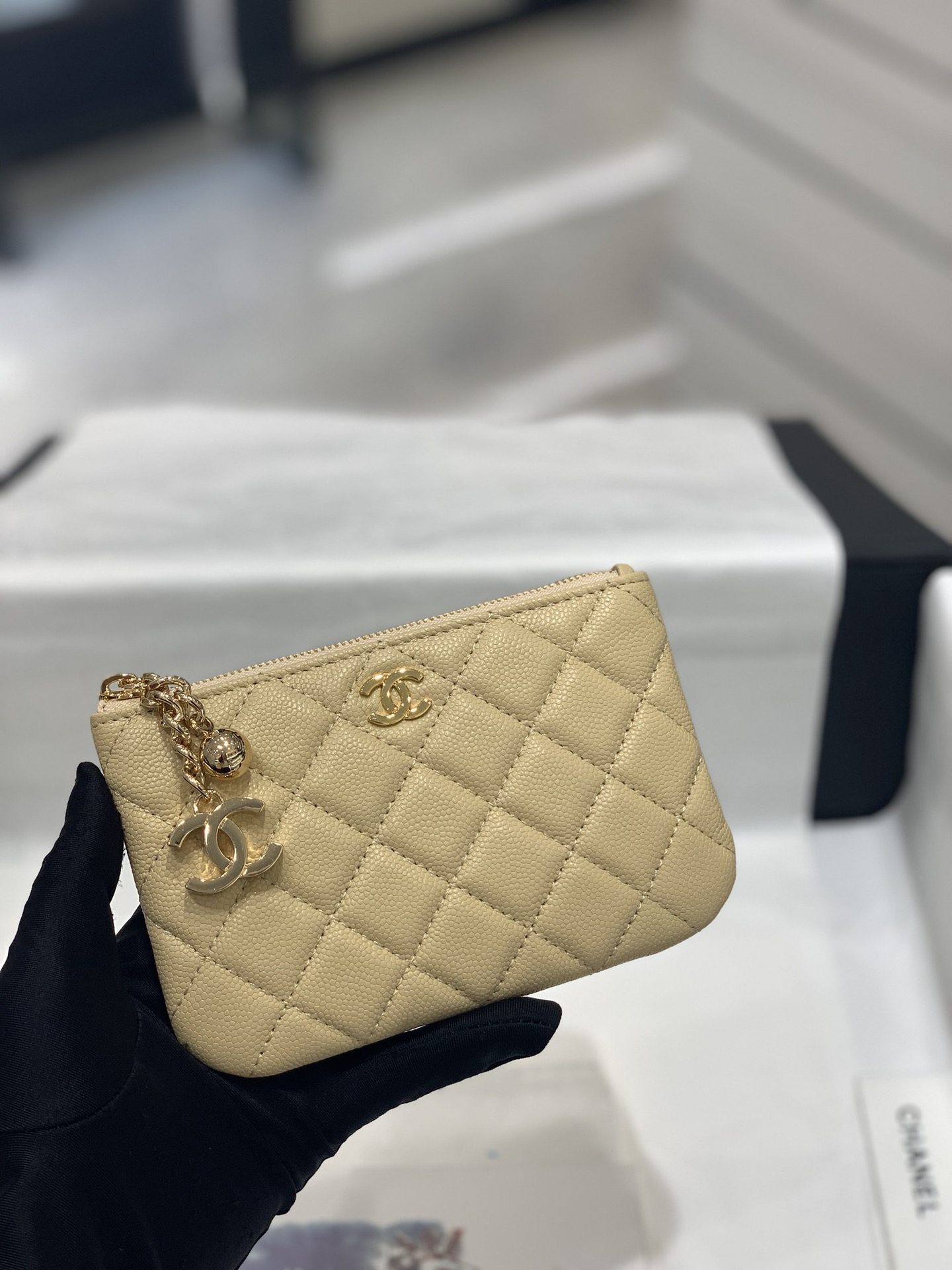 VÍ CHANEL CAVIAR YELLOW DA HAAS GOLD