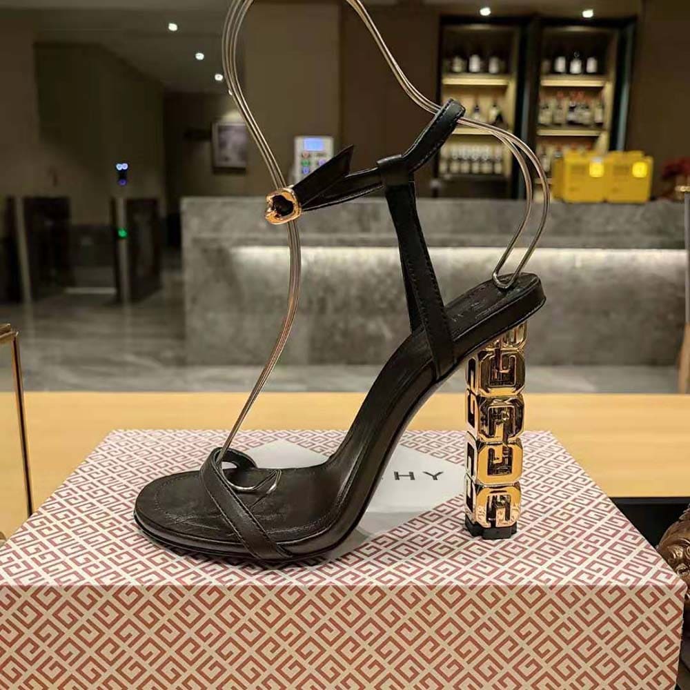 GUỐC Givenchy Women G Cube Sandals in Leather-Gold