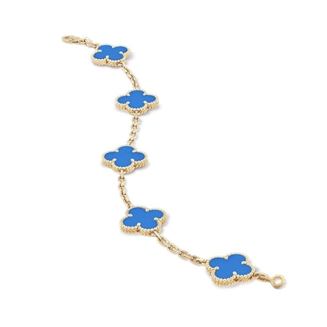 LẮC TAY VAN CLEEF & ARPELS ALHAMBRA AGATE ĐÁ MÃ NÃO XANH