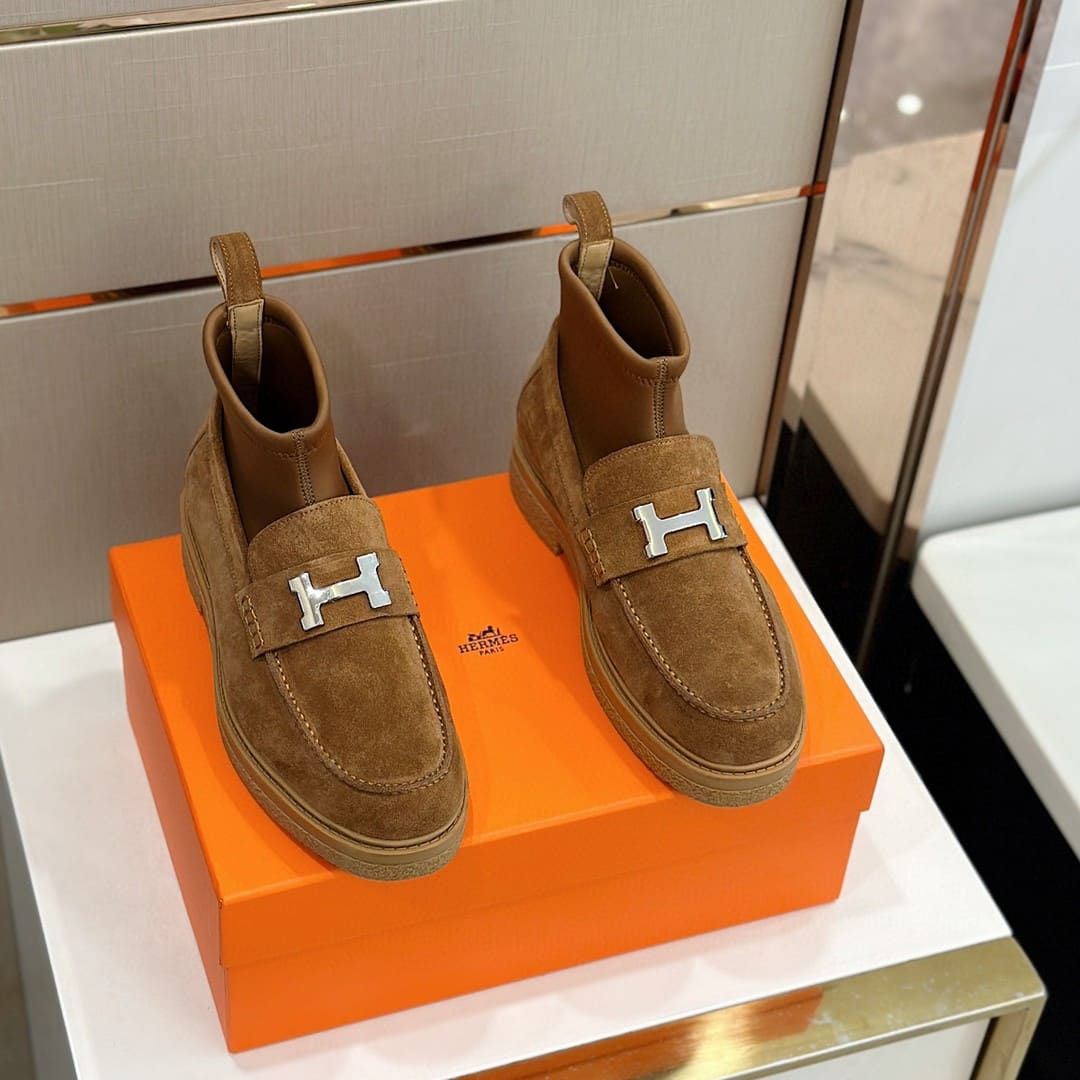 GIÀY HERMES SNEAKER HIGH SPORTS SUEDE BROWN