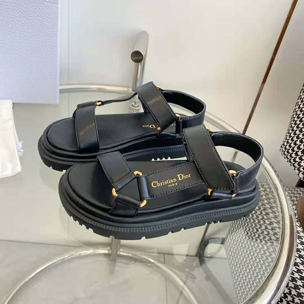 DÉP SANDALS Dior Women D-Wave Sandal Black Lambskin