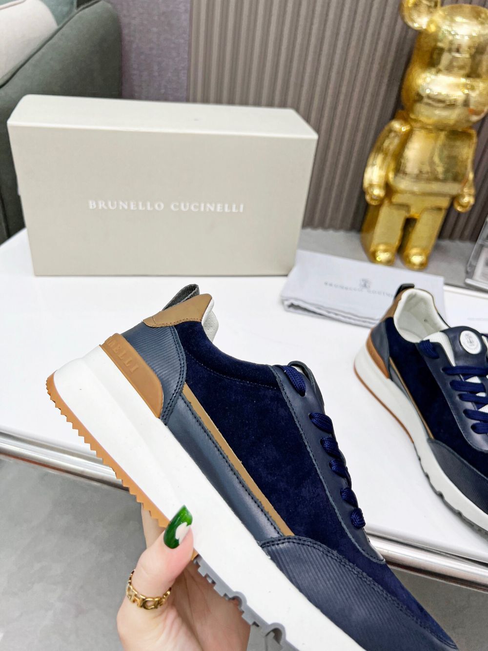 GIÀY BRUNELLO CUCINELLI Suede Blue Sneaker shoes