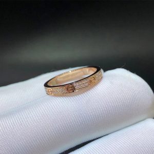 Nhẫn Cartier Love Full Pave Diamond size nhỏ vàng hồng 18K
