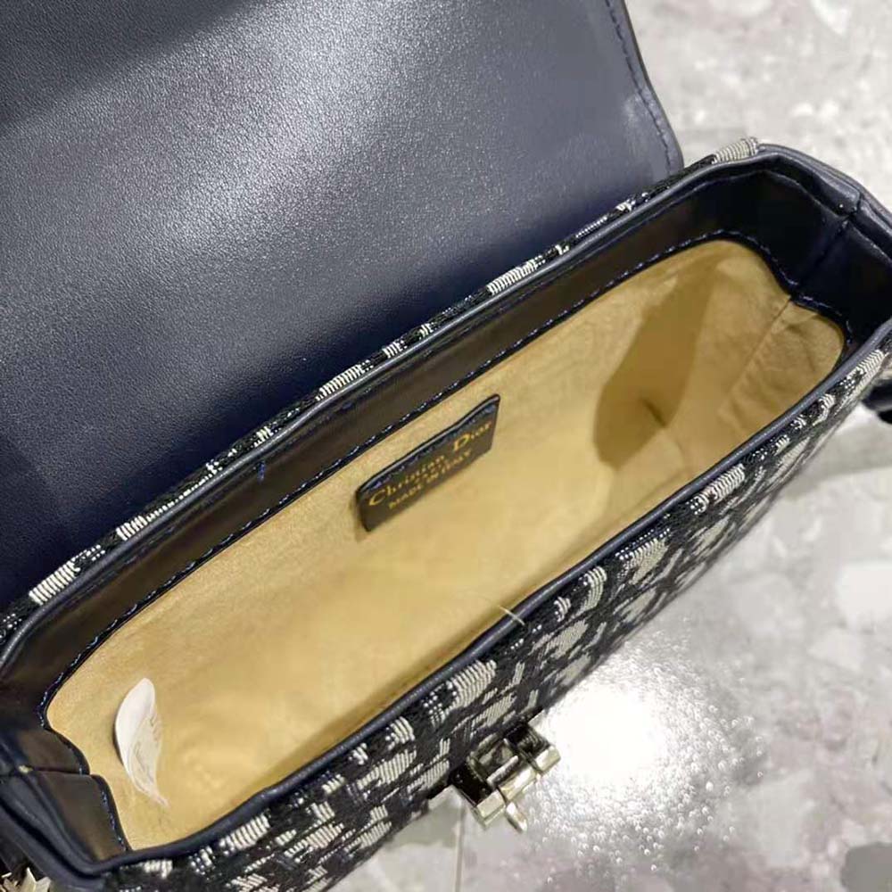TÚI DIOR Nano Pouch Beige and Black Dior Oblique Jacquard and Black Smooth Calfskin