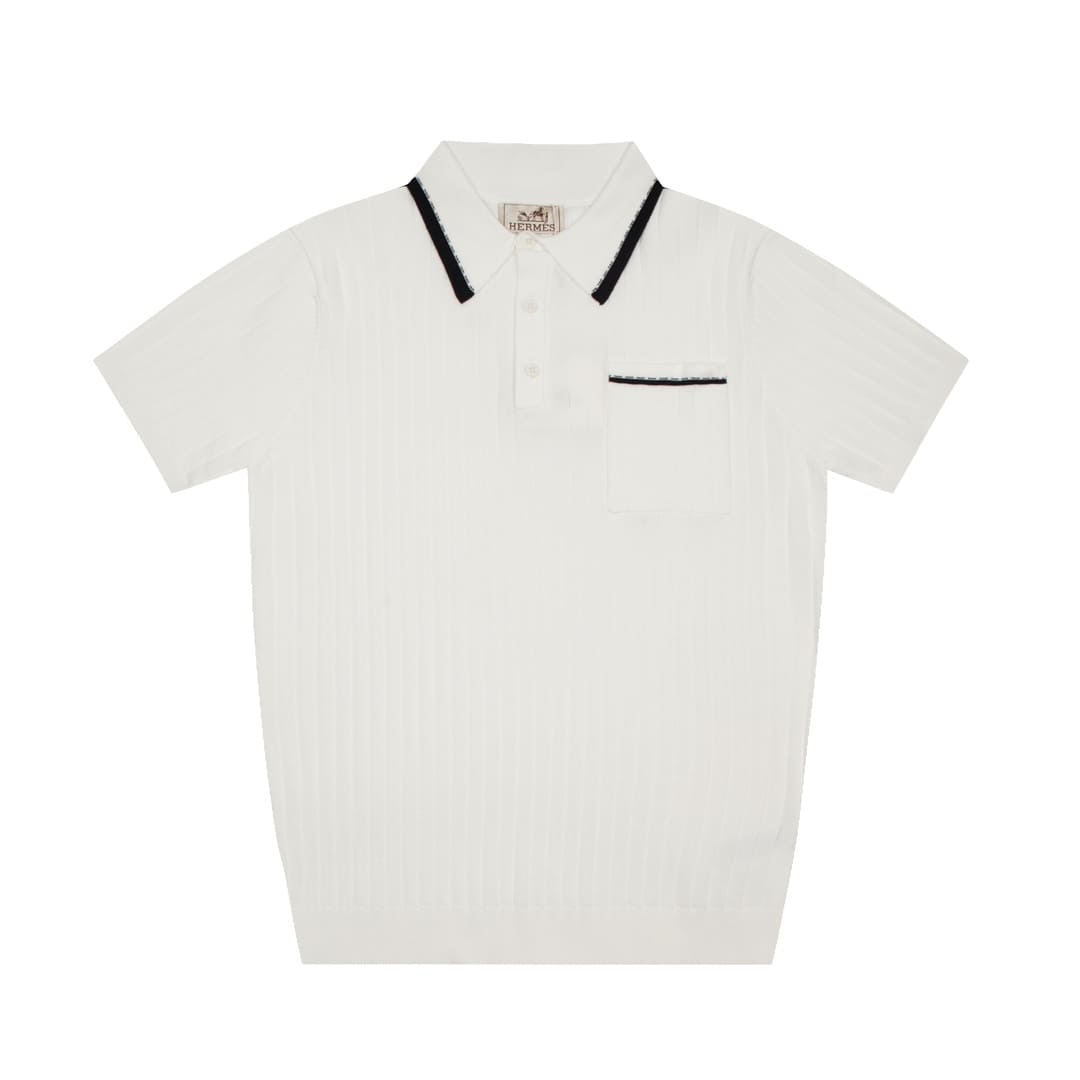 ÁO HERMES POLO SHIRT WHITE MÀU TRẮNG THUN DỆT KIM