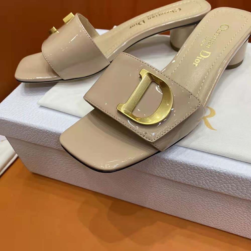 GUỐC Dior Women C’est Dior Heeled Slide Nude Patent Calfskin