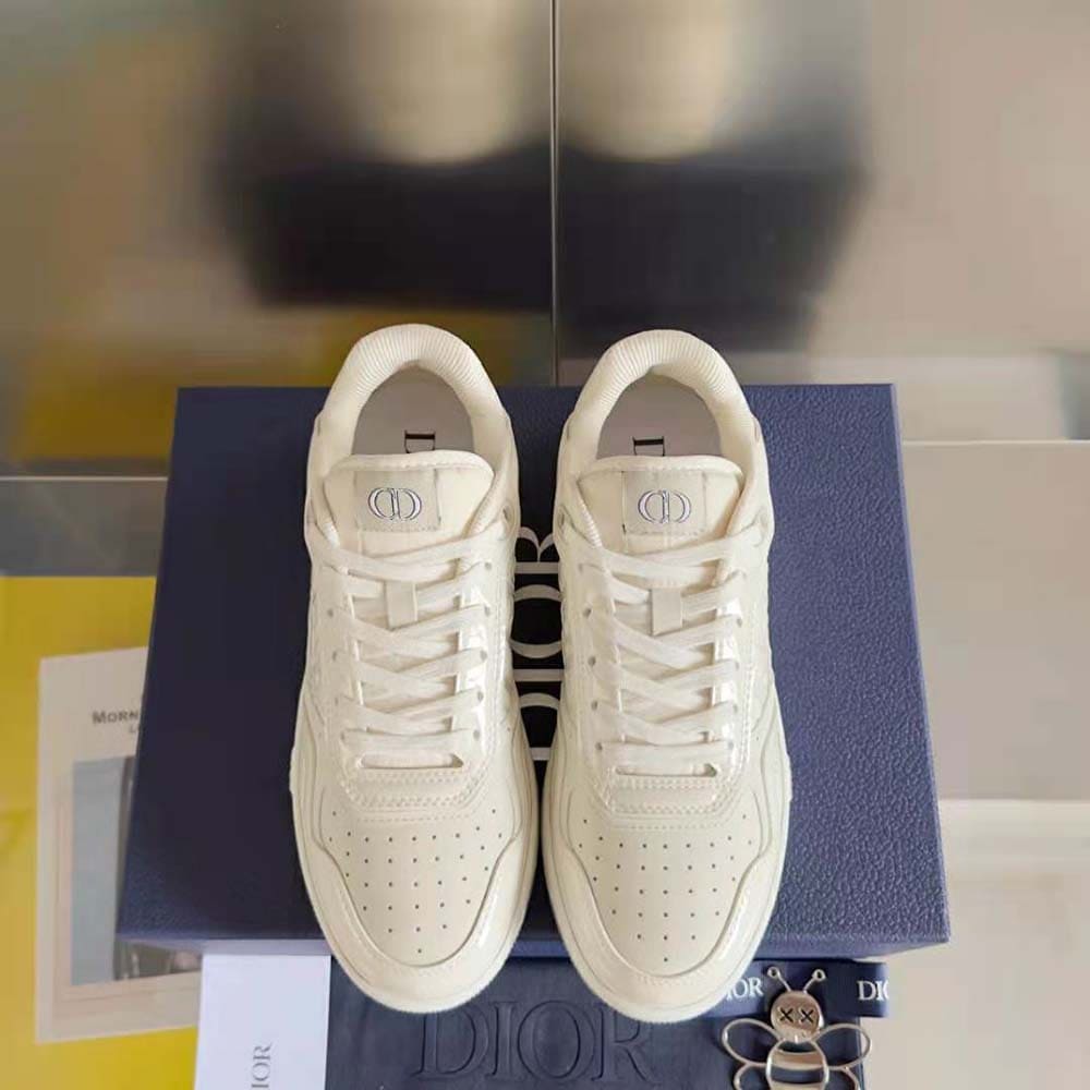 GIÀY DIOR B27 Low-top Sneaker Cream Patent Calfskin and Dior Oblique Gravity Leather