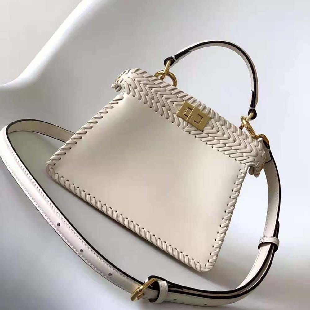 TÚI Fendi Women Peekaboo ISeeU Petite White Padded Calfskin Leather Bag