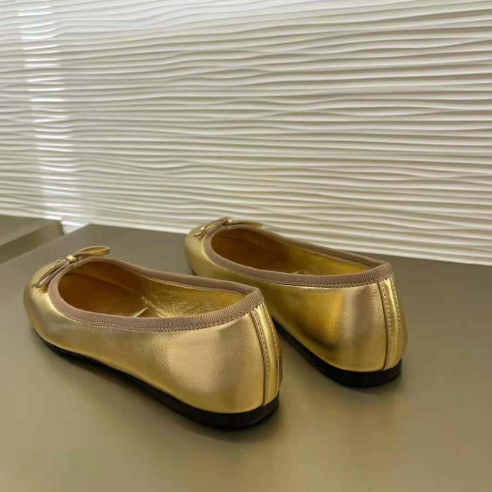GIÀY Prada Women Nappa Leather Ballerinas-Gold