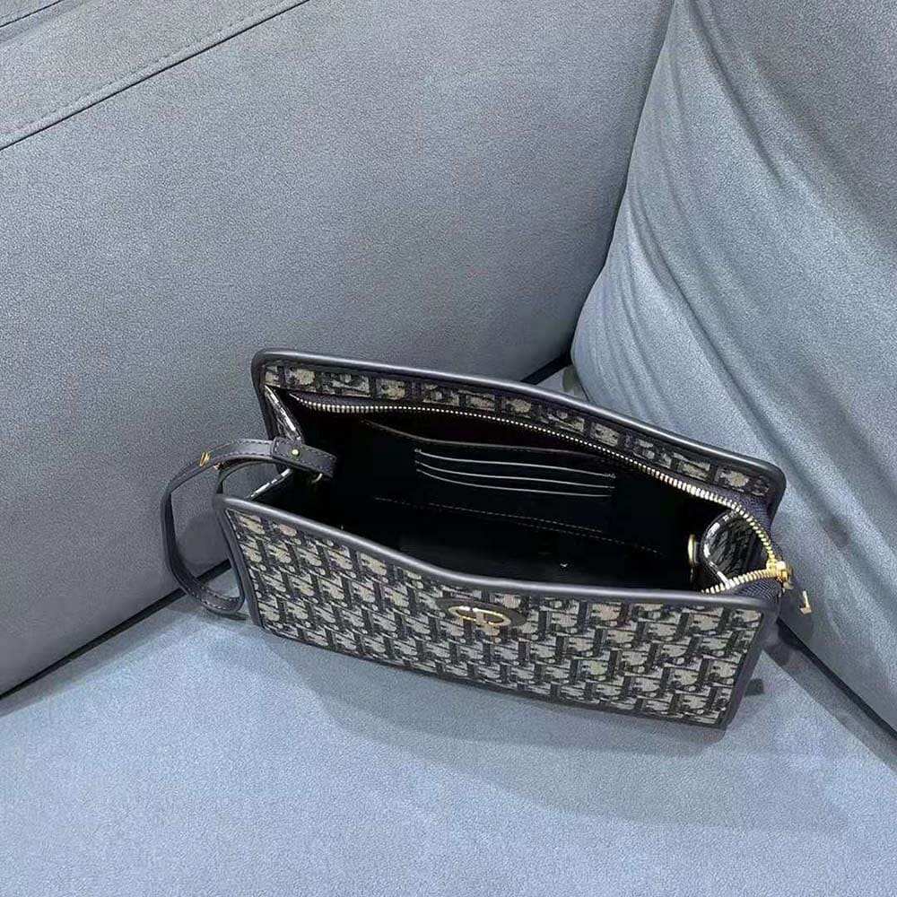 TÚI Dior Women Medium 30 Montaigne Pouch Blue Dior Oblique Jacquard