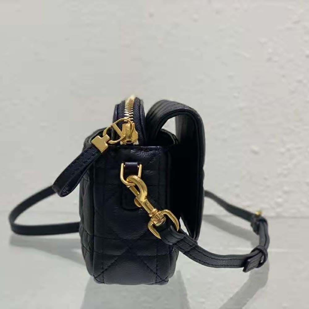 TÚI Dior Women Caro Pouch Black Supple Cannage Calfskin