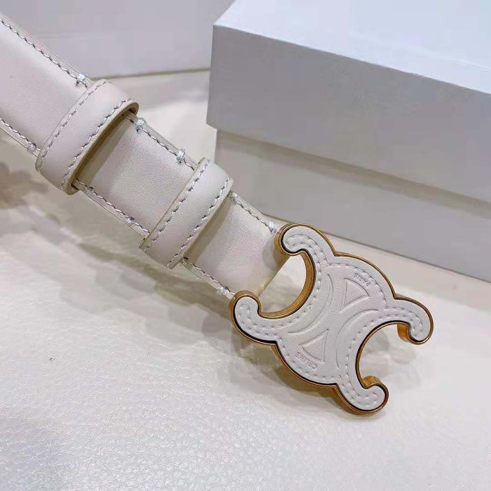 DÂY LƯNG Celine Women Medium Cuir Triomphe Belt in Smooth Calfskin-White