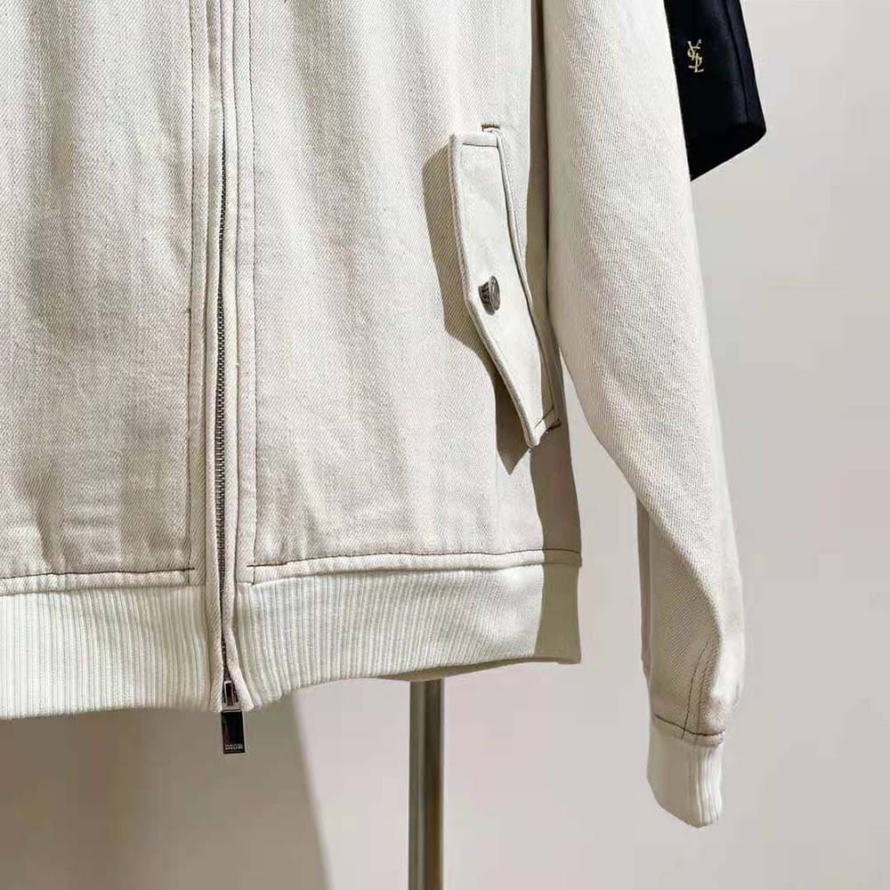 ÁO Dior Men Tears Zipped Blouson White Cotton Twill