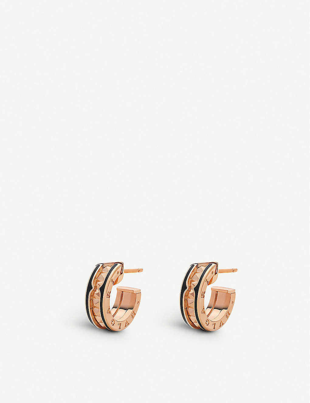 Bông tai BVLGARI B.zero1 18ct rose-gold and ceramic hoop earrings vàng hồng 18K
