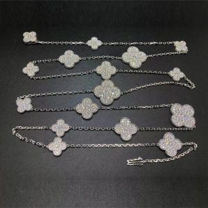 Vòng cổ Van Cleef & Arpels Magic Alhambra 16 Motif Diamond vàng trắng 18K