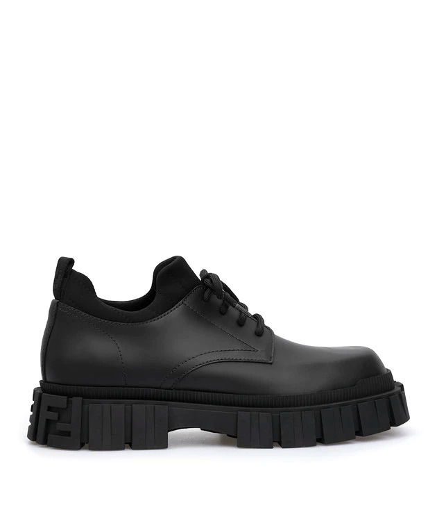 GIÀY FENDI BLACK LEATHER DERBIES