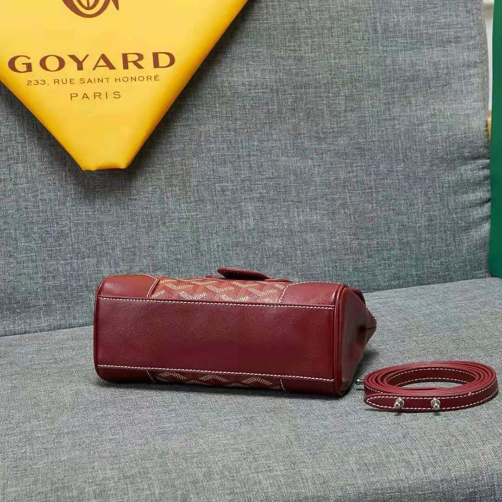 TÚI Goyard Women Sac Saïgon Souple Mini in Toile Goyardine & Chevroches Calfskin-Maroon