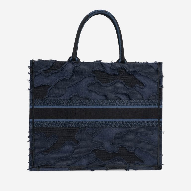 TÚI DIOR Book Tote Large Camouflage Embroidery Blue