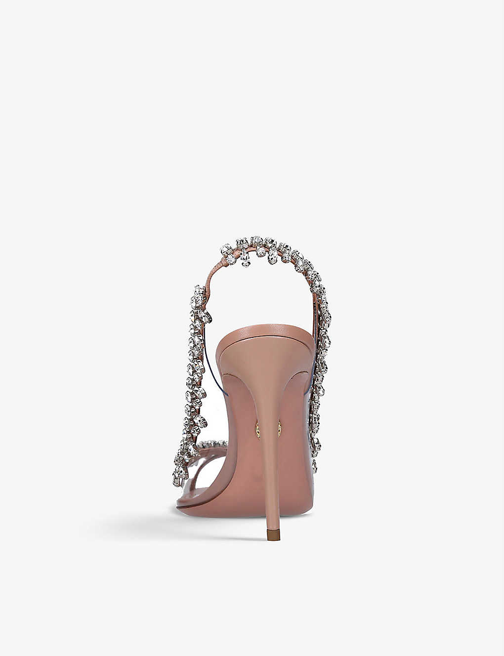 GIÀY AQUAZZURA Temptation 105 crystal-embellished leather and PVC slingback sandals
