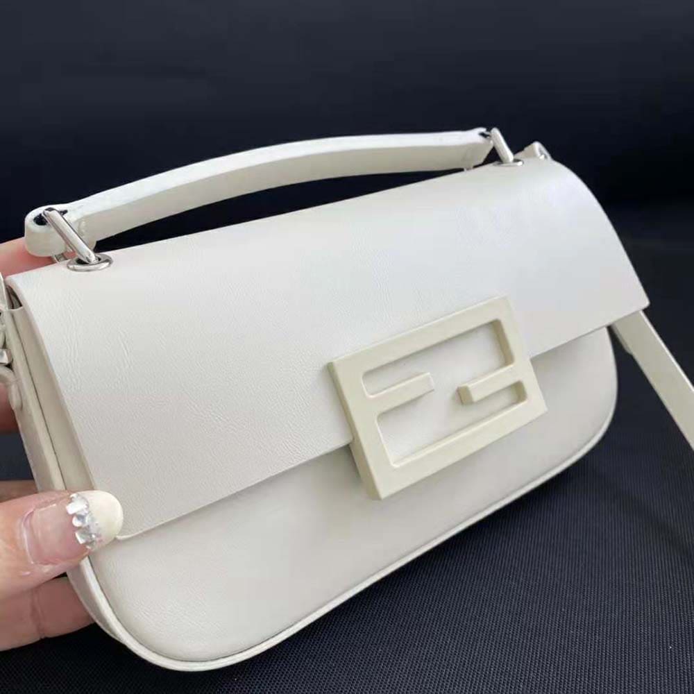 TÚI Fendi Women Baguette Phone Pouch White Patent Leather Pouch