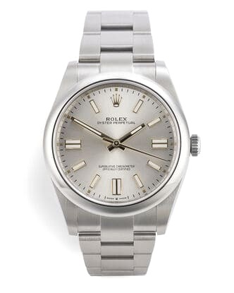 Đồng hồ Rolex Oyster Perpetual Silver dial mặt số màu xám bạc