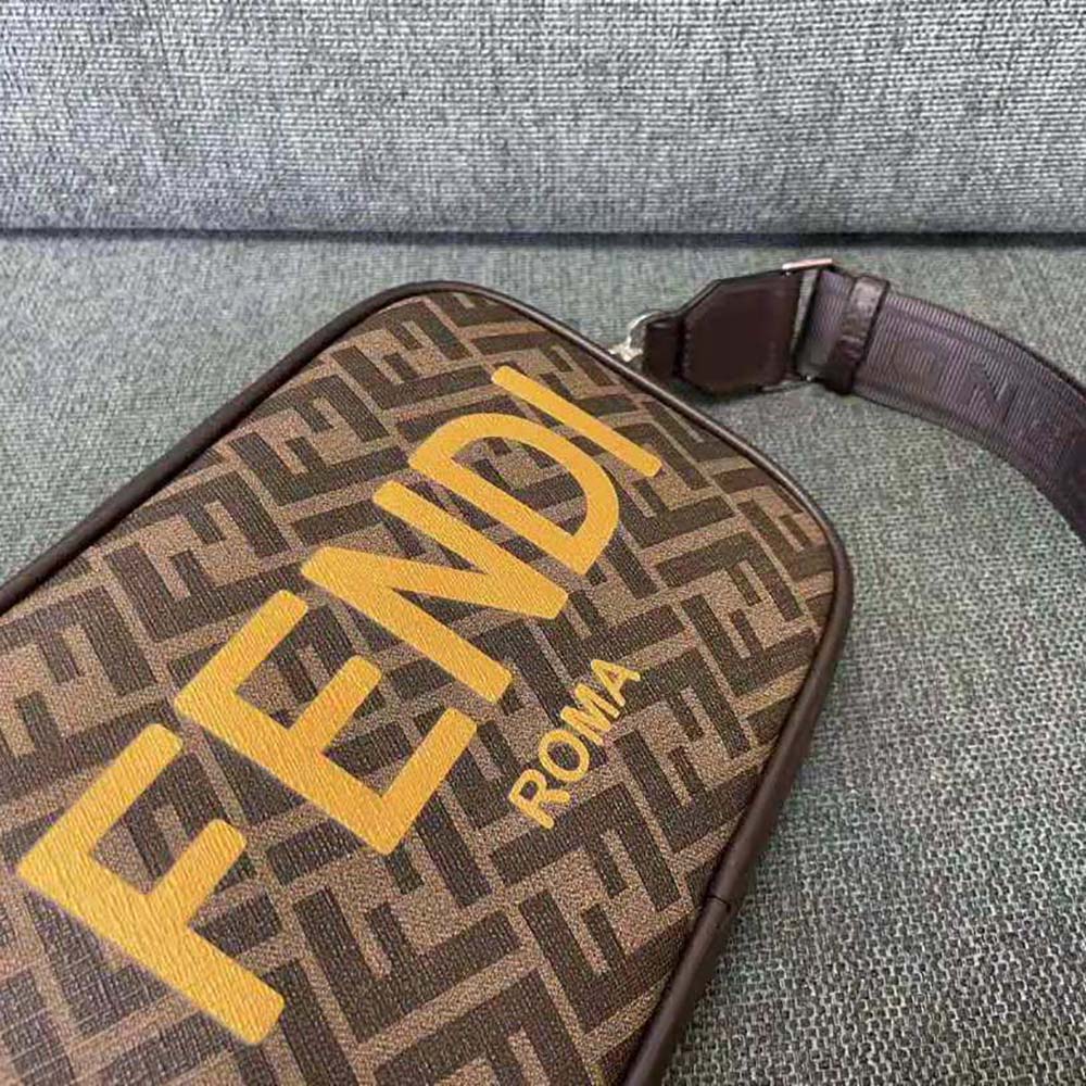 TÚI FENDI Men Camera Case Brown FF Fabric Bag